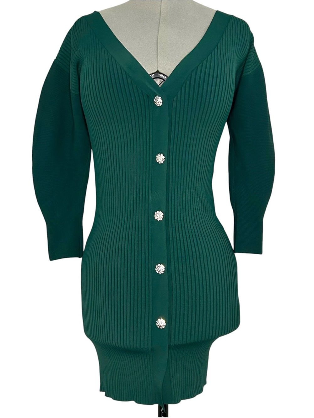 Express Emerald Green Long Sleeve Ribbed Dress Size Small